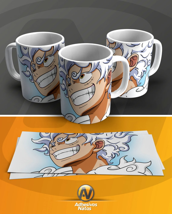 taza luffy gear 5 five adhesivosnatos