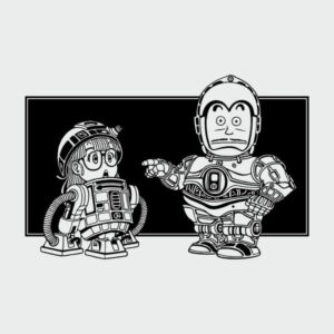 vinilo decorativo arale y dr slump starwars crossover personalizado